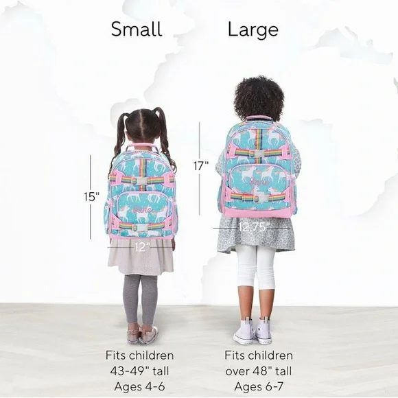 Pottery Barn Mackenzie Aqua Unicorn Parade Backpack Small Embroidered Madison - Picture 9 of 9